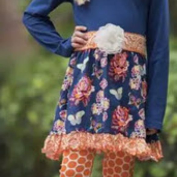 Autumn Floral Dress & Polka Dot Legging Set - Picture 4 of 7